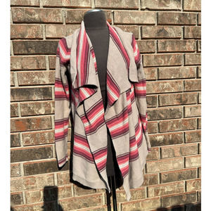 Old Navy‎ Womens Cardigan Size Medium Brown Beige Red Cotton Blend Boho Striped